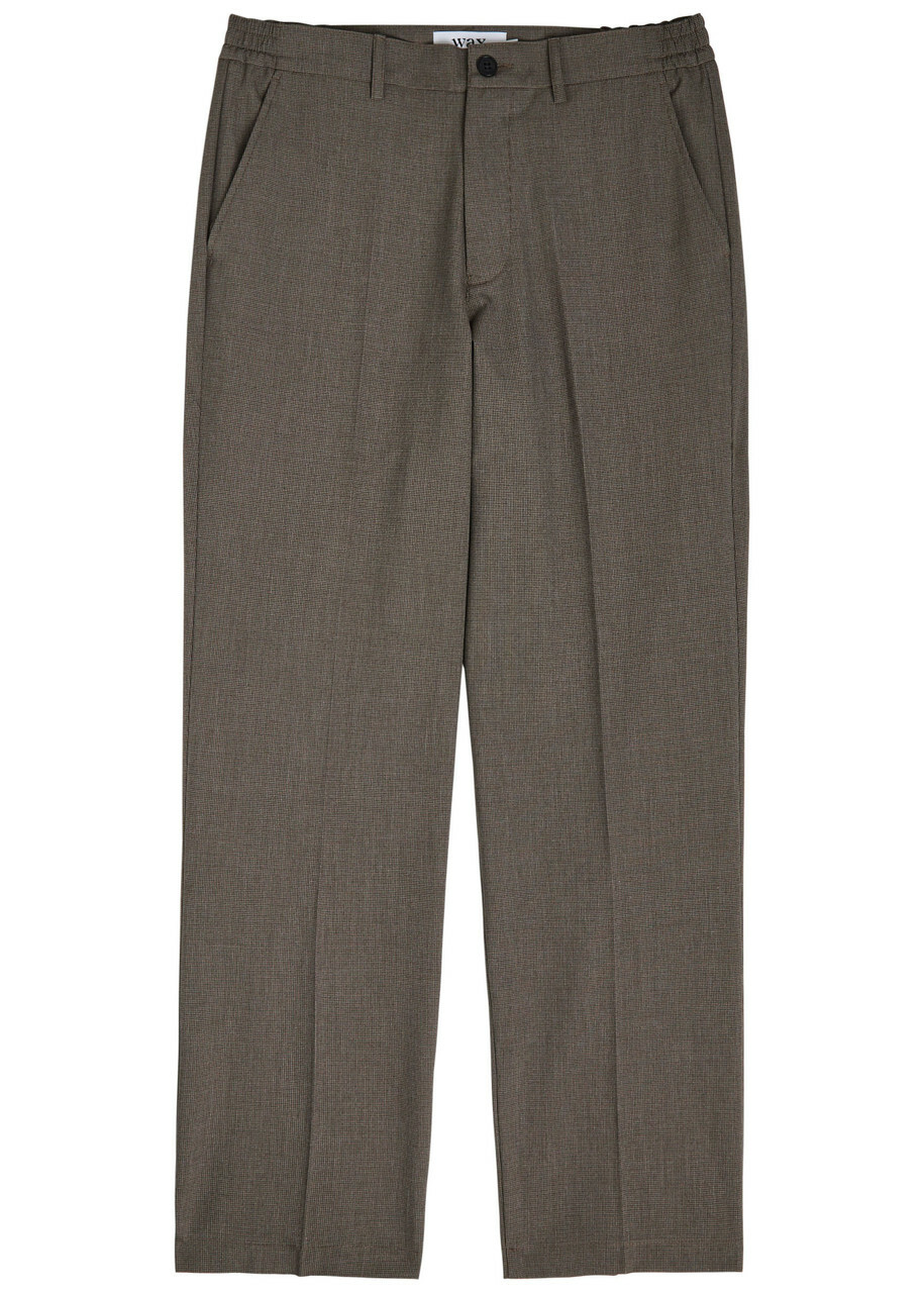 Wax London Bayham Houndstooth Tapered-leg Trousers Brown
