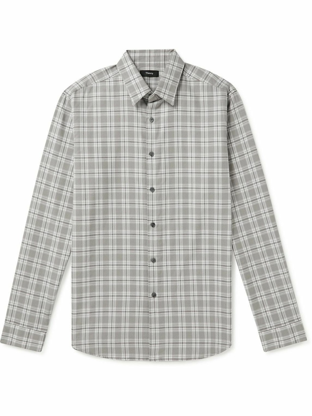 Photo: Theory - Irving Checked Cotton Shirt - Gray