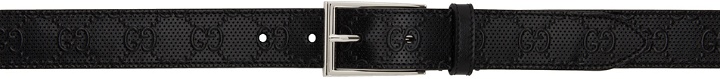 Photo: Gucci Black GG Embossed Square Buckle Belt