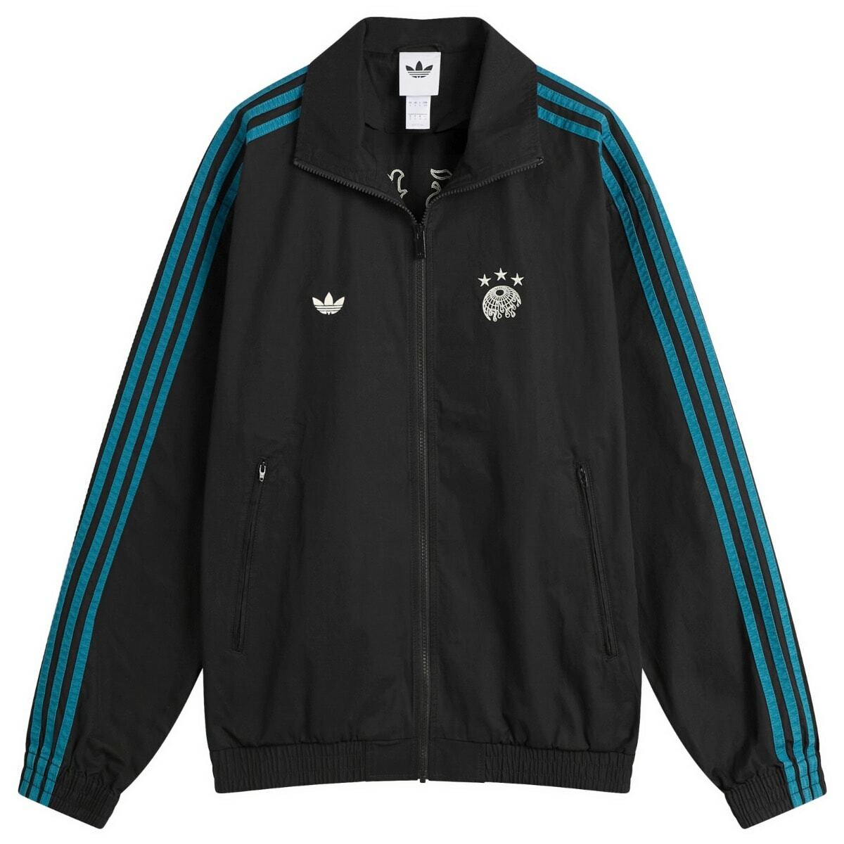 END. x adidas Track Top in Black/Real Teal