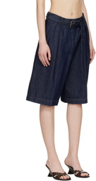 Dries Van Noten Blue Belted Denim Shorts