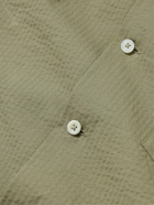 Mr P. - Camp-Collar Cotton-Seersucker Shirt - Green