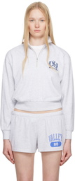 SKIMS Gray Lightweight Fleece Shrunken Quarter Zip Sweatshirt