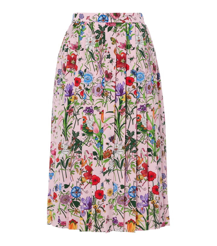 Photo: Gucci Floral pleated silk midi skirt