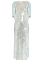 Roberta Einer Drama Sequin-embellished Stretch-mesh Maxi Dress Silver