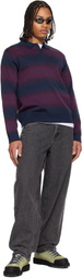 Dime Navy & Red Striped Rugby Sweater