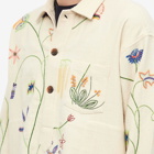 Bode Men's Wildflower Embroidered Popover Overshirt in Ecru/Multi