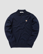 Maison Kitsune Fox Head Patch Polo Jumper Blue - Mens - Polos