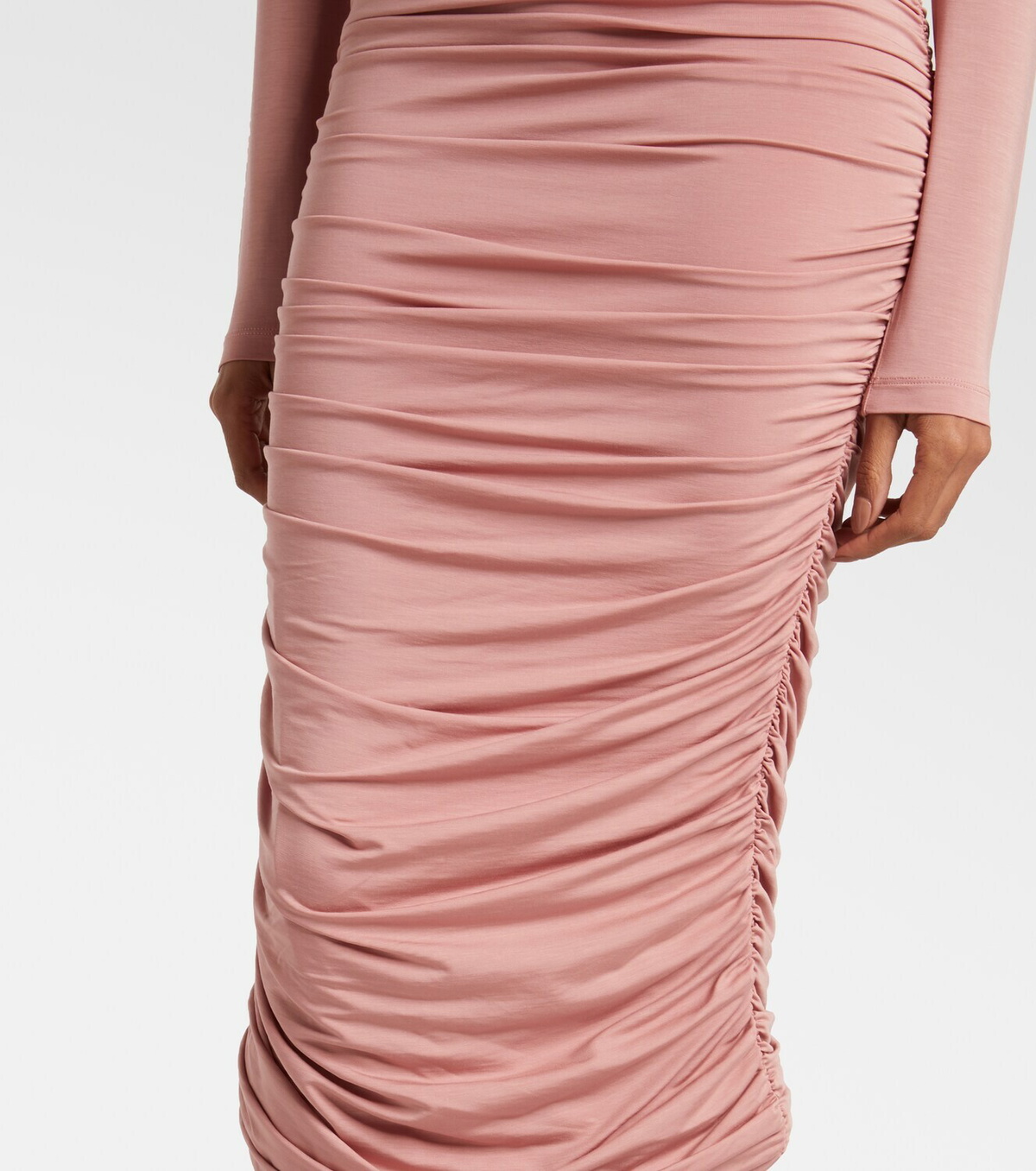 Balmain Ruched jersey midi dress