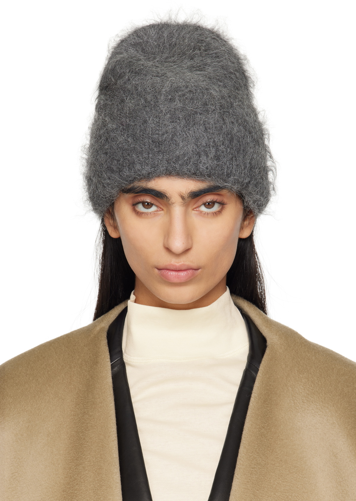 SS25【TOTEME】Charcoal Melange Ribbed Wool Beanie TOTEME charcoal melange ribbed wool beanie Grey Toteme