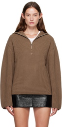 Courrèges Brown Ribbed Wool Trucker Sweater