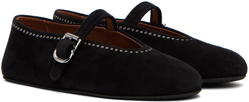 ALAÏA Black Ballerina Strap Flats