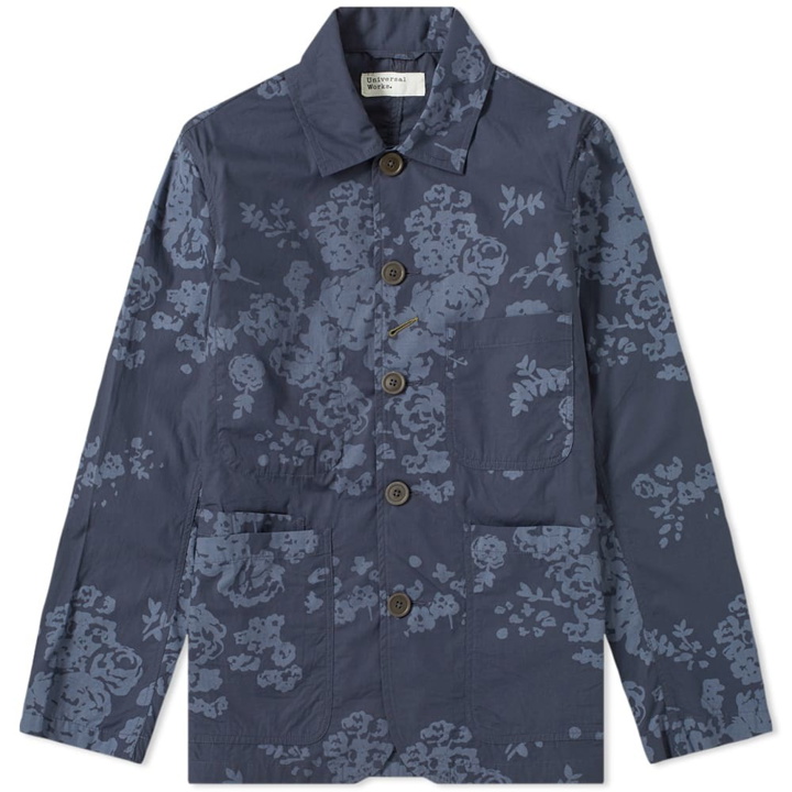 Photo: Universal Works Bakers Jacket Navy Flower Print