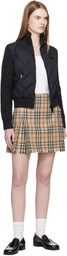 Burberry Black Check-Stitch Nylon & Wool Bomber Jacket