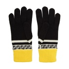 Fendi Black and Yellow Wool Forever Fendi Gloves