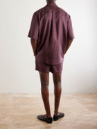 SAINT LAURENT - Printed Silk-Satin Polo Shirt - Burgundy