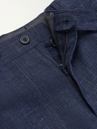Canali - Travel Straight-Leg Wool, Silk and Linen-Blend Suit Trousers - Blue