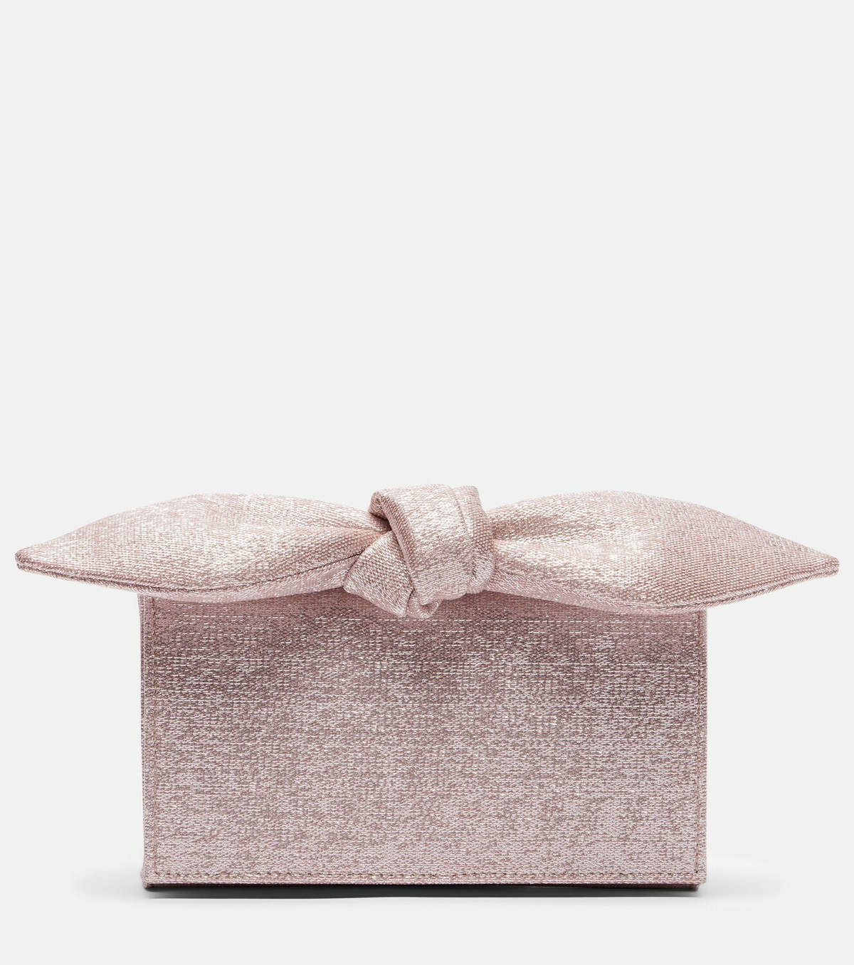 Aquazzura Bow Tie Mini metallic-effect twill clutch