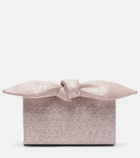 Aquazzura Bow Tie Mini metallic-effect twill clutch