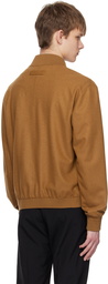 ZEGNA Brown Brushed Bomber Jacket