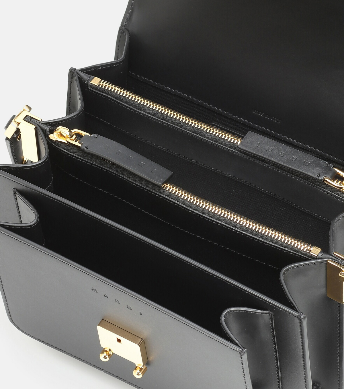 ★MARNI★ Saffiano Trunk East West Bag Black SBMP0121U0LV520 Marni SAFFIANO EAST/WEST TRUNK SHOULDER BAG | miinto