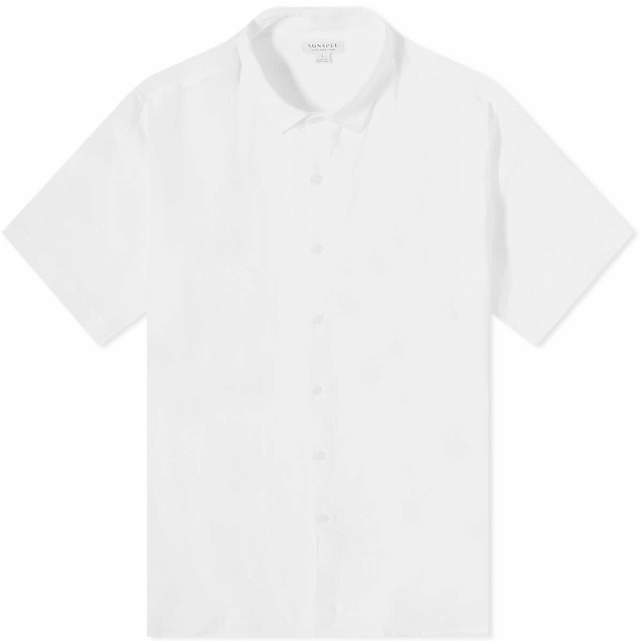 Photo: Sunspel Men's Linen Short Sleeve Shirt in White