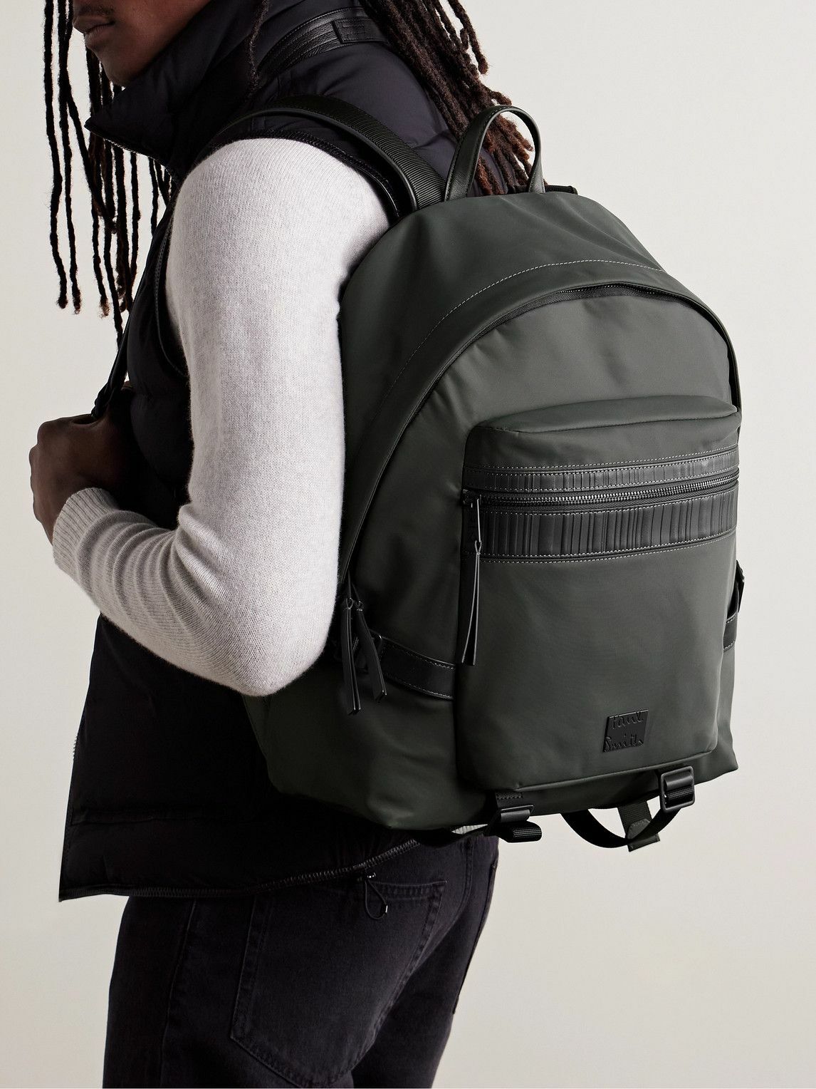Paul Smith - Embossed Leather-Trimmed Shell Backpack