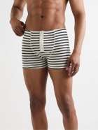 Hemen Biarritz - Albar Striped Ribbed Organic Stretch-Cotton Boxer Briefs - White