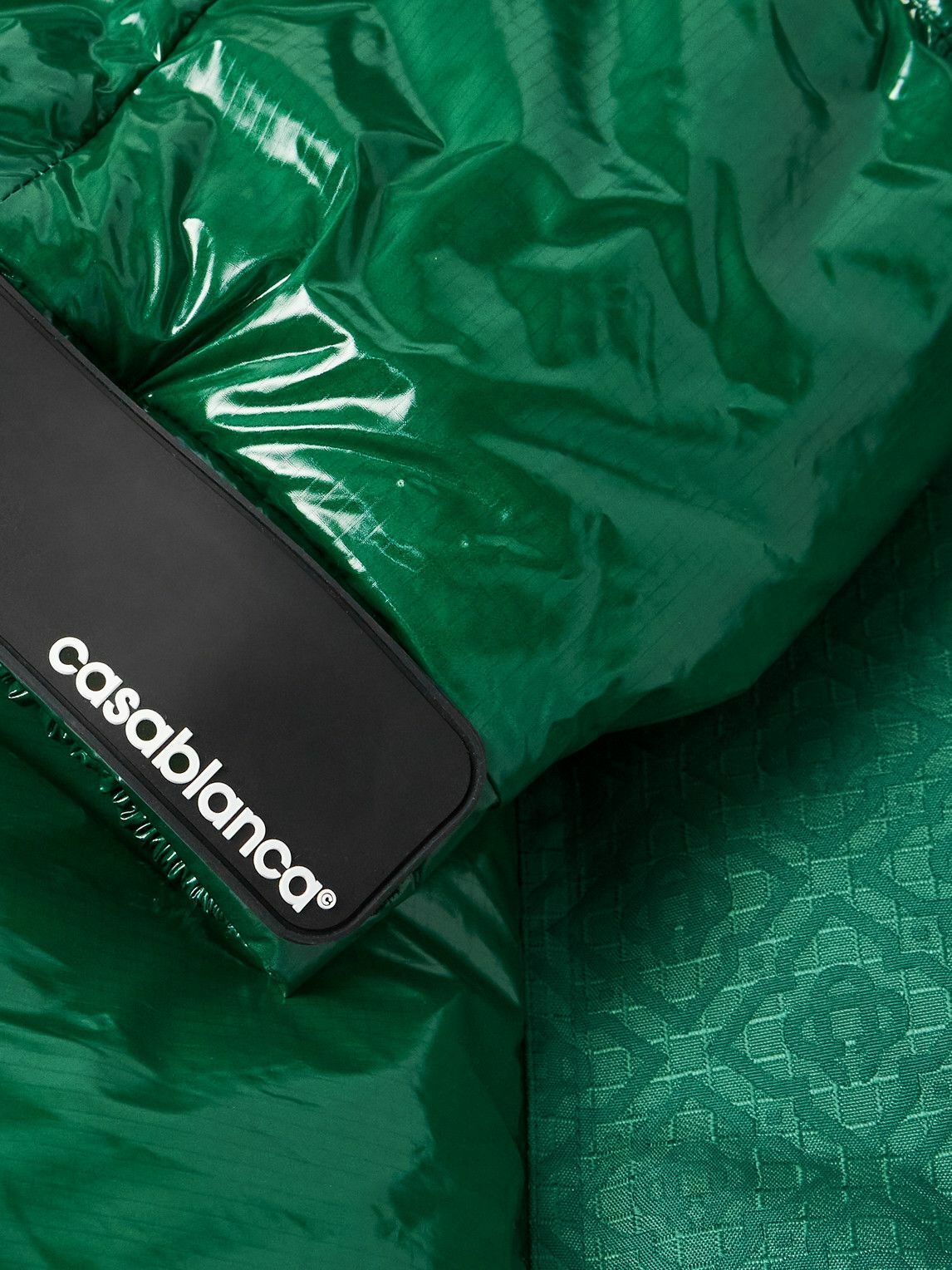 Casablanca - Logo-Jacquard Canvas-Trimmed Quilted Nylon-Ripstop Hooded Down Jacket - Green