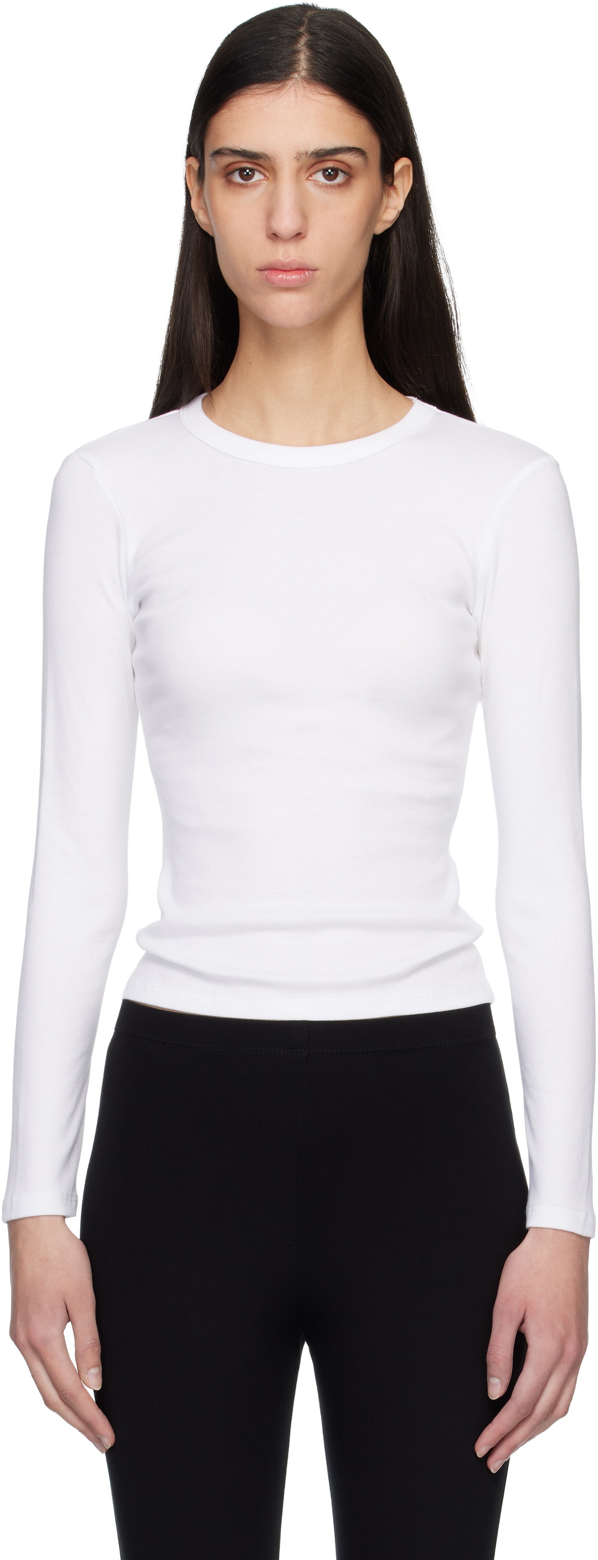 LESET White Nando Slim Fit Long Sleeve T-shirt