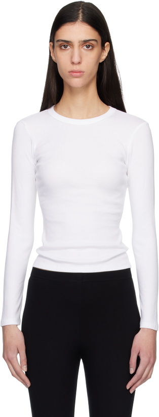 Photo: LESET White Nando Slim Fit Long Sleeve T-shirt