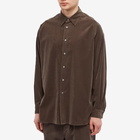 Auralee Men's Cord Shirt in Dark Brown