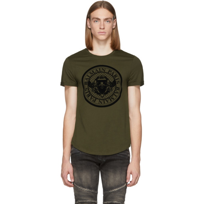 Photo: Balmain Khaki Medallion T-Shirt