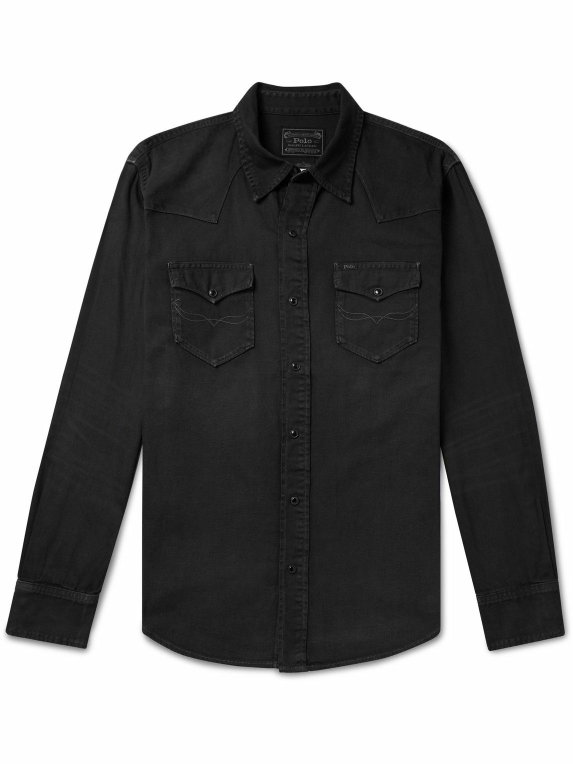 Polo Ralph Lauren - Garment-Dyed Denim Western Shirt - Black Polo Ralph ...