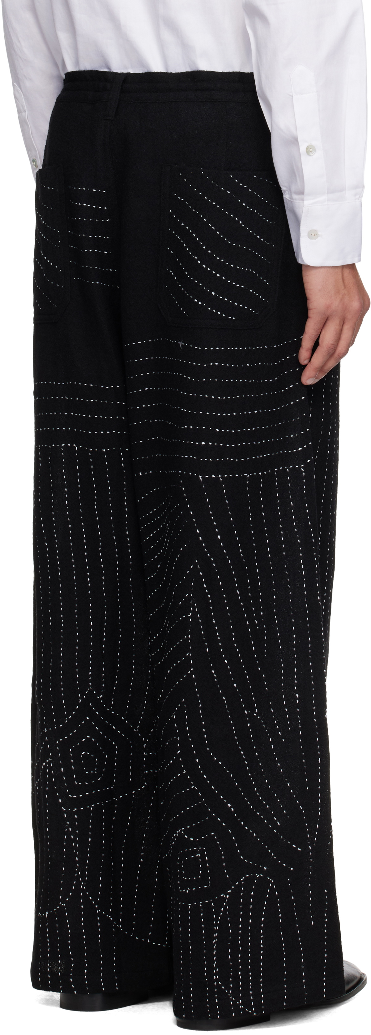 Glass Cypress Black Anatomical BORO Multipleat Trousers