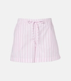 Hunza G Embroidered striped cotton poplin shorts