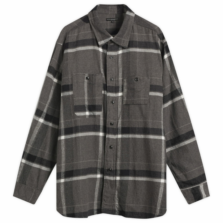 Photo: Engineered Garments Men's Brushed Big Plaid Work Shirt in Grey/Black