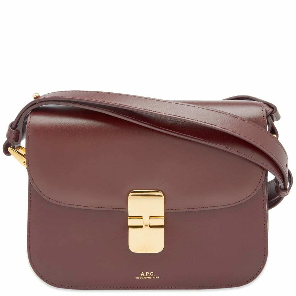A.P.C. Gold-Toned Leather Shoulder Bag - Burgundy Shoulder Bags