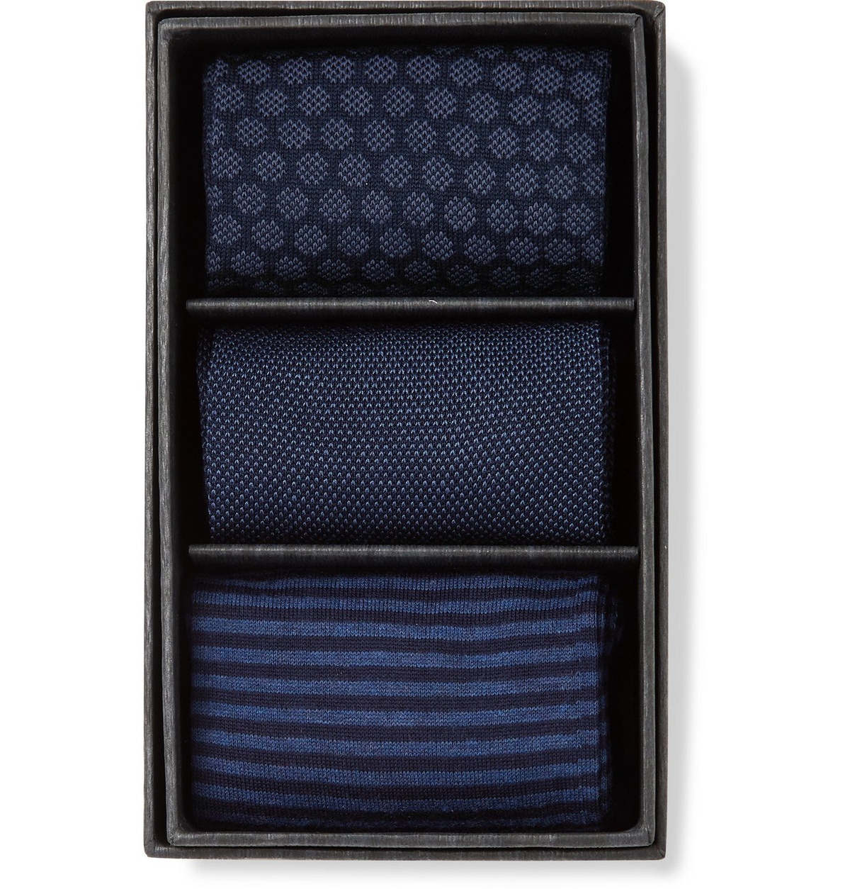 MARCOLIANI - Three-Pack Cotton-Blend Socks - Blue