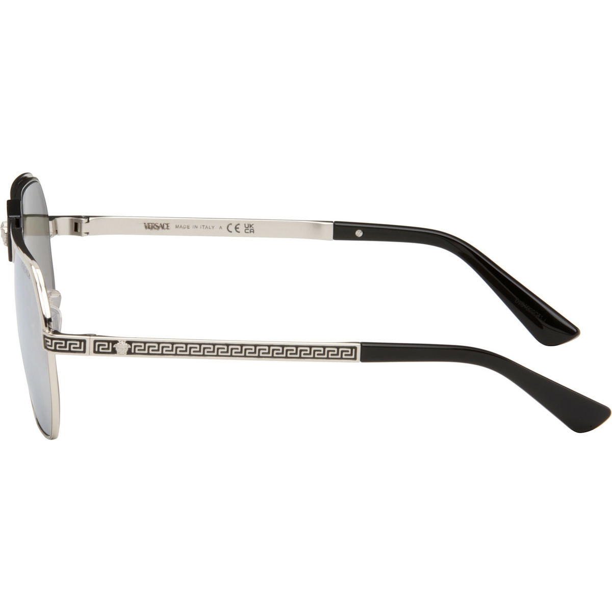 Versace Silver Greca Flow Navigator Sunglasses