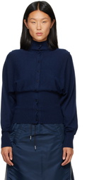 OPEN YY Navy Button Up Blouson Cardigan