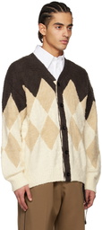 sacai Brown Argyle Cardigan