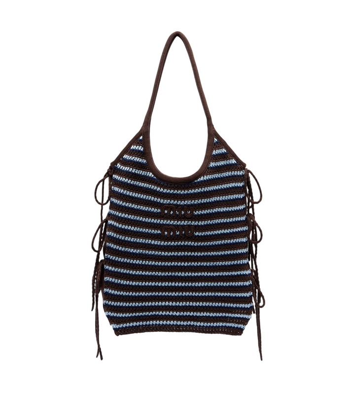 Photo: Miu Miu Ivy crochet striped tote bag