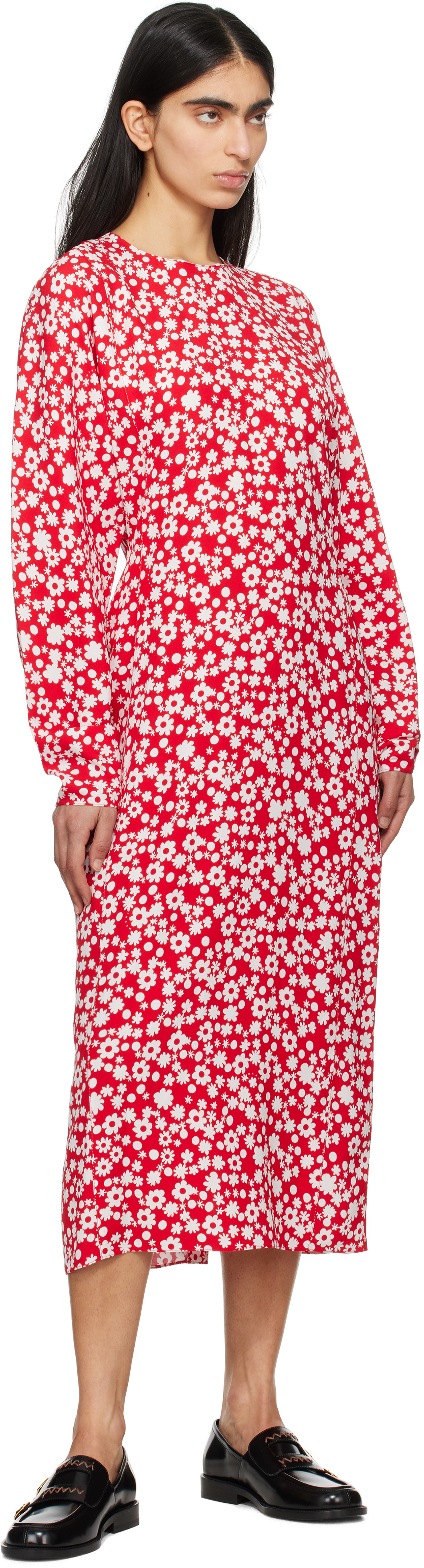 Marni Red Pop Fields Midi Dress