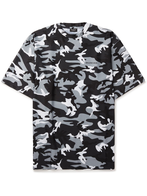 Photo: BALENCIAGA - Swim Oversized Camouflage-Print Shell T-Shirt - Black