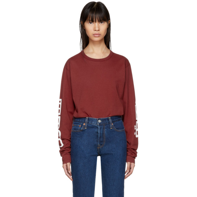Photo: Bianca Chandon Red Long Sleeve Arabic Logotype T-Shirt
