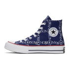 JW Anderson Blue Converse Edition Grid Logo Chuck 70 Hi Sneakers