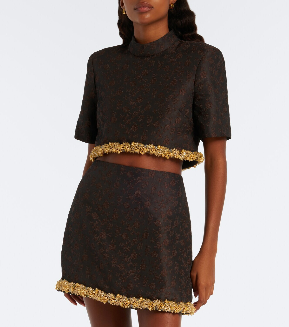 Simkhai Jalen embellished jacquard crop top