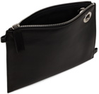 Dries Van Noten Black Leather Flat Messenger Bag
