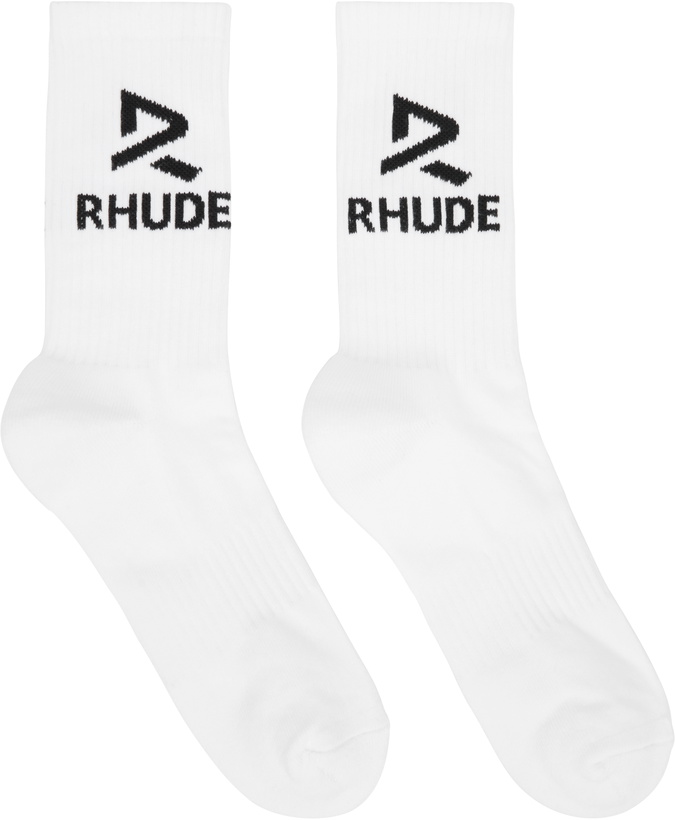 Photo: Rhude White Trophy Racing Socks